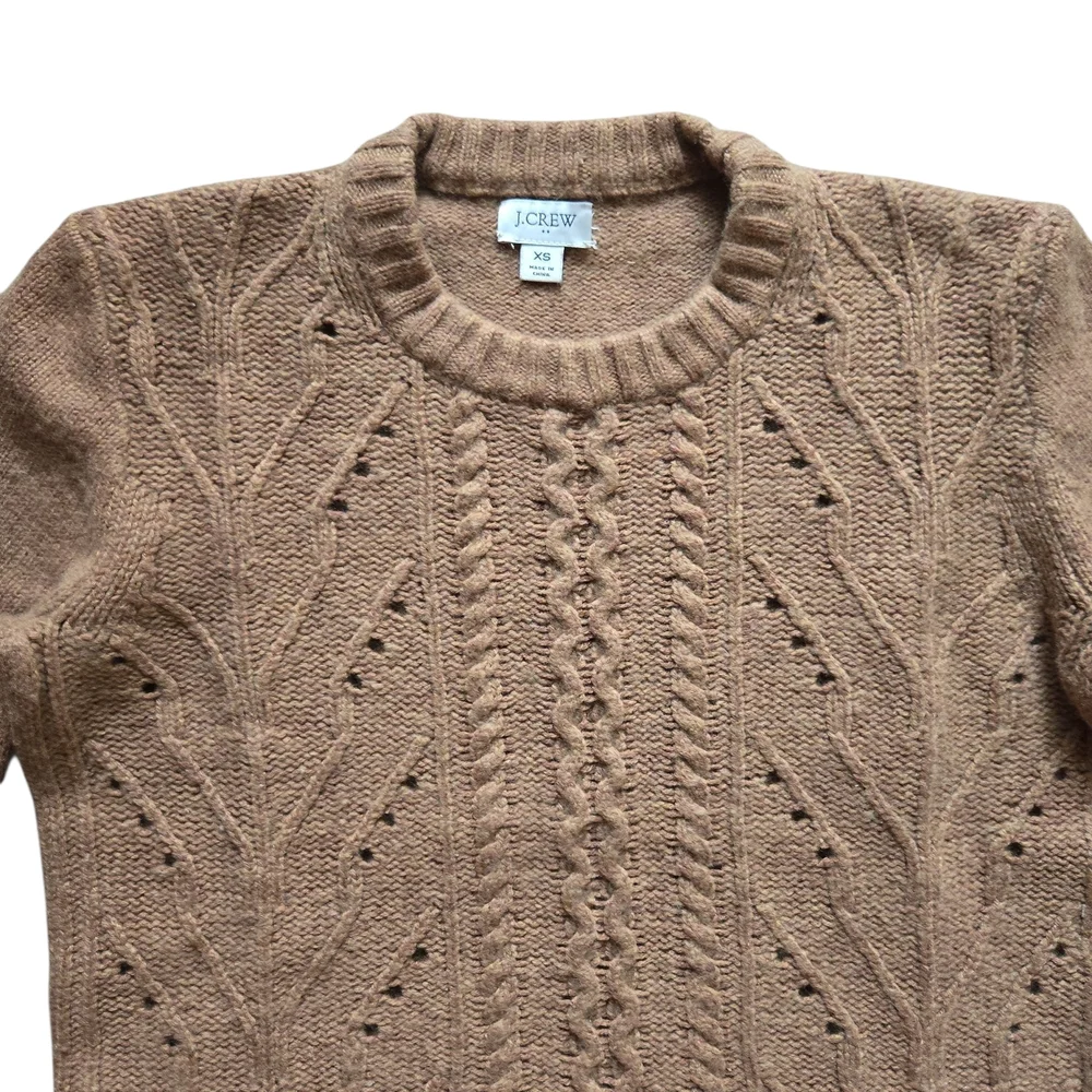 J.Crew Factory‎ Tan Cable Knit Sweater Women’s XS Classic Neutral Fall Winter